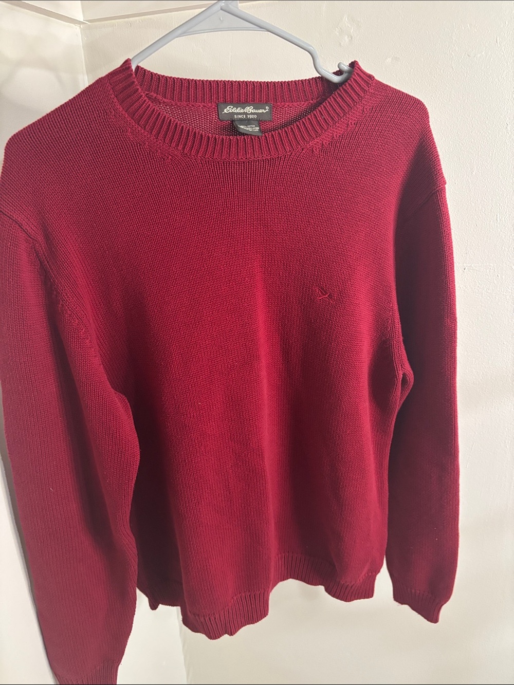 Eddie Bauer Men's Crewneck Sweater in Deep Berry Red